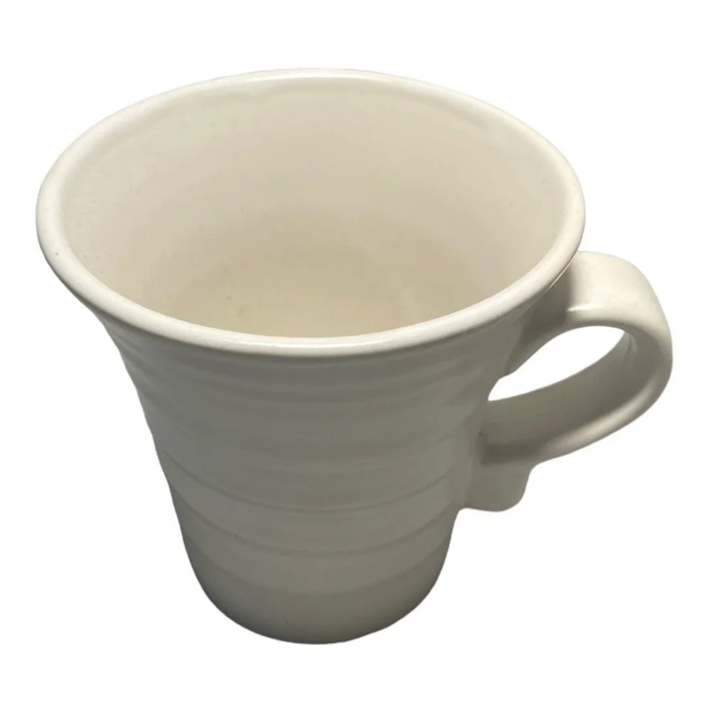 Pair 2 WCL White Ceramic Coffee Mugs 4.5